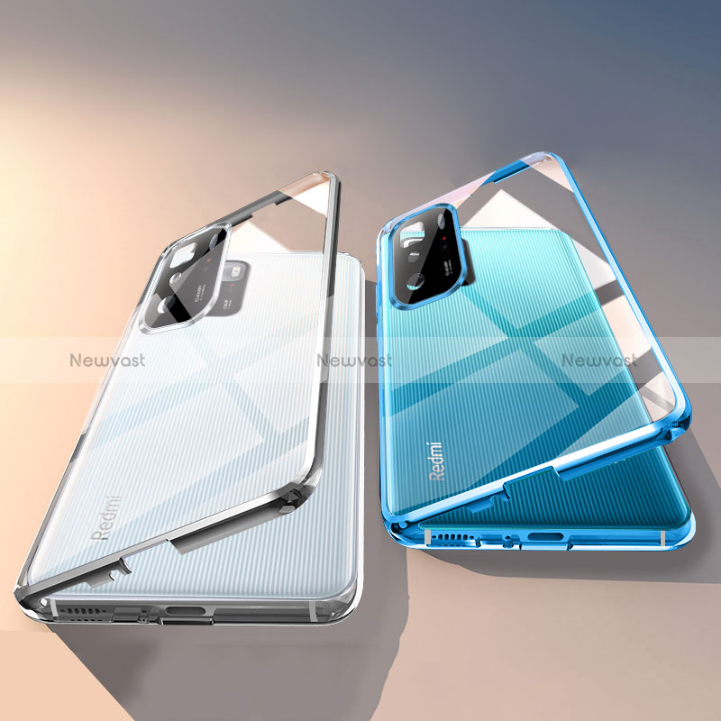 Luxury Aluminum Metal Frame Mirror Cover Case 360 Degrees P02 for Xiaomi Redmi Note 10 Pro 5G