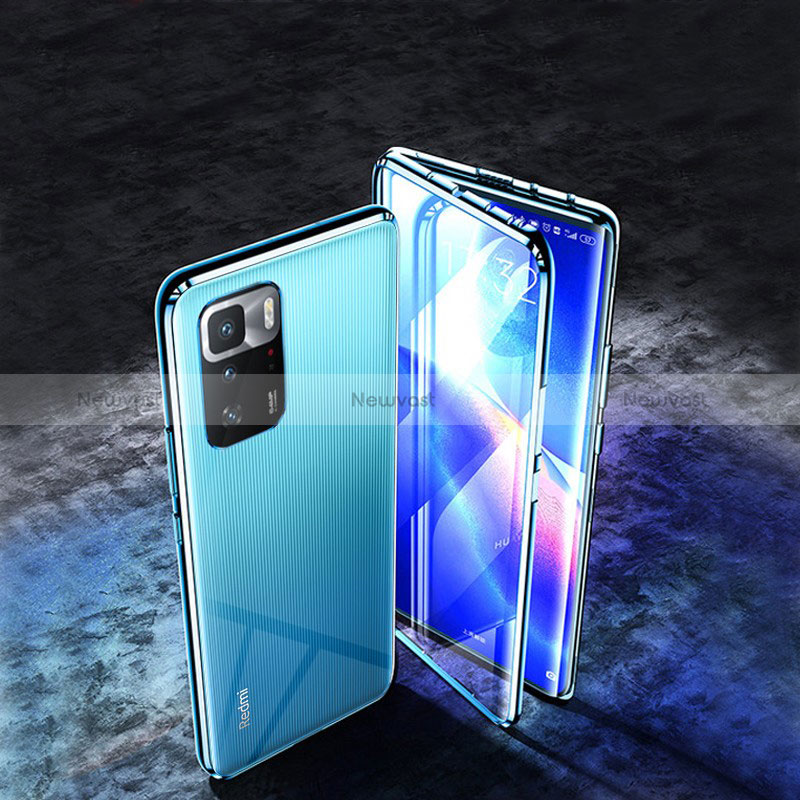 Luxury Aluminum Metal Frame Mirror Cover Case 360 Degrees P02 for Xiaomi Redmi Note 10 Pro 5G