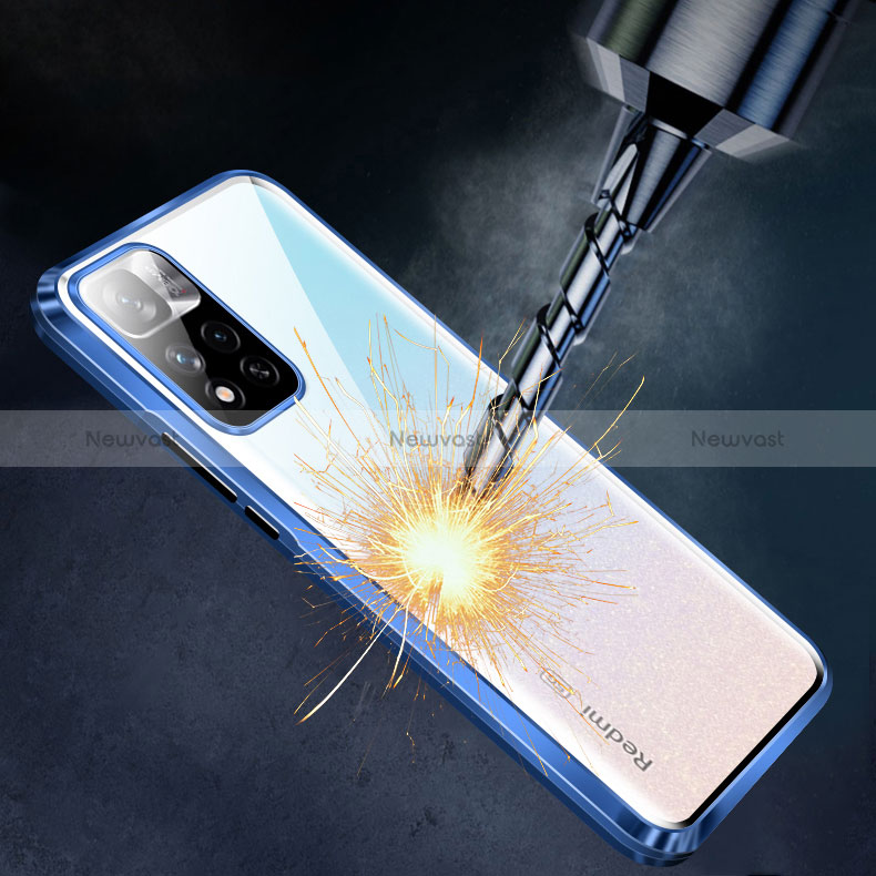 Luxury Aluminum Metal Frame Mirror Cover Case 360 Degrees P02 for Xiaomi Redmi Note 11 Pro+ Plus 5G