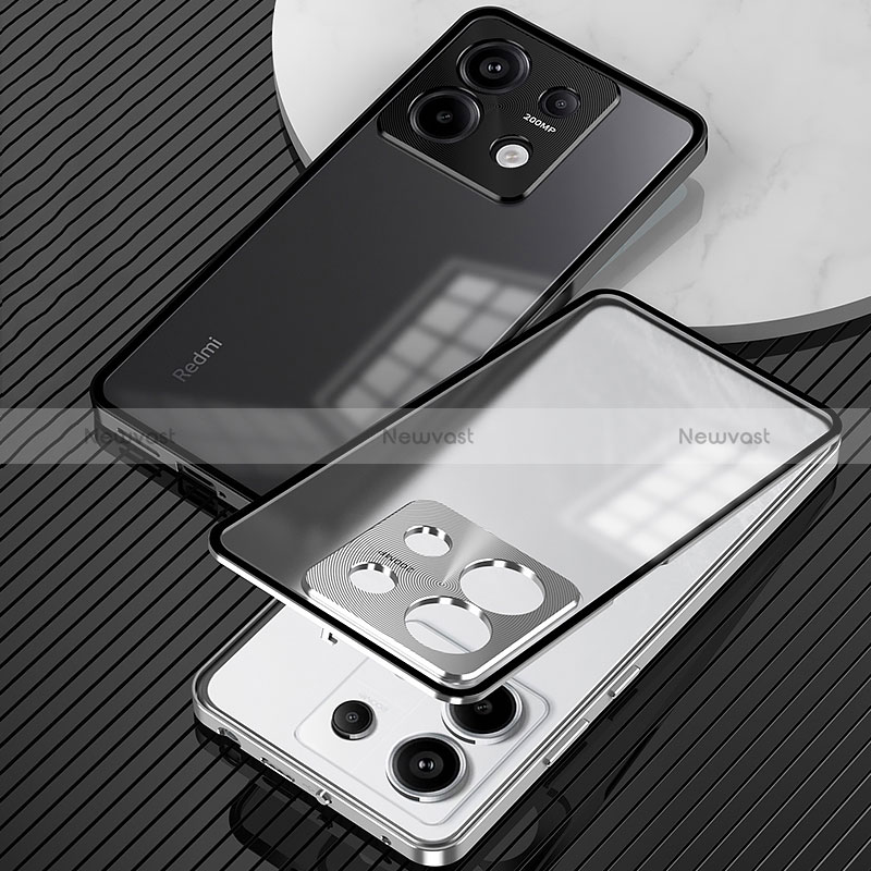 Luxury Aluminum Metal Frame Mirror Cover Case 360 Degrees P02 for Xiaomi Redmi Note 13 Pro 5G