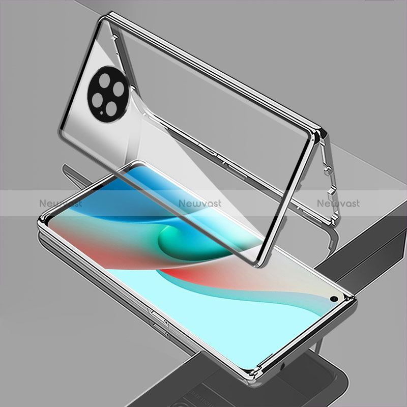 Luxury Aluminum Metal Frame Mirror Cover Case 360 Degrees P02 for Xiaomi Redmi Note 9 5G