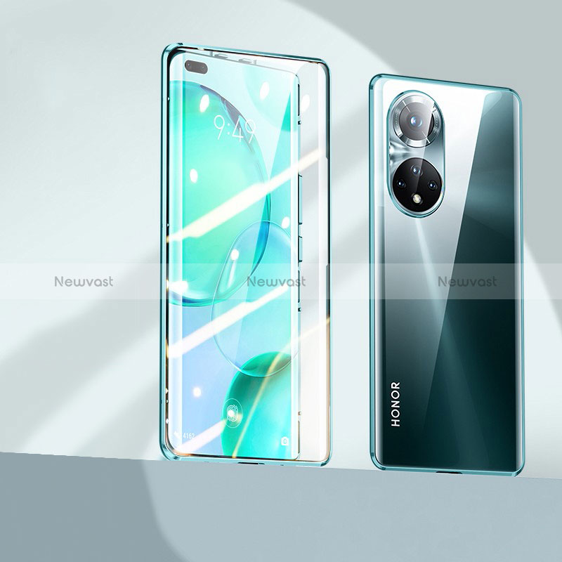 Luxury Aluminum Metal Frame Mirror Cover Case 360 Degrees P03 for Huawei Nova 9 Pro Green