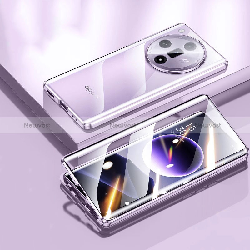 Luxury Aluminum Metal Frame Mirror Cover Case 360 Degrees P03 for Oppo Find X7 5G