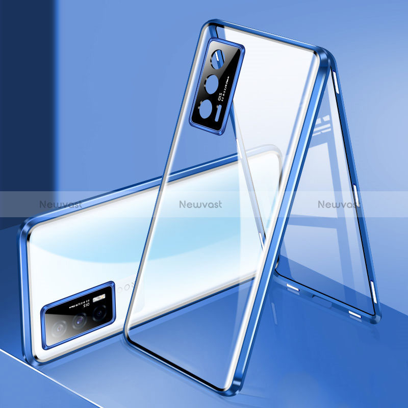 Luxury Aluminum Metal Frame Mirror Cover Case 360 Degrees P03 for Vivo iQOO 7 India 5G