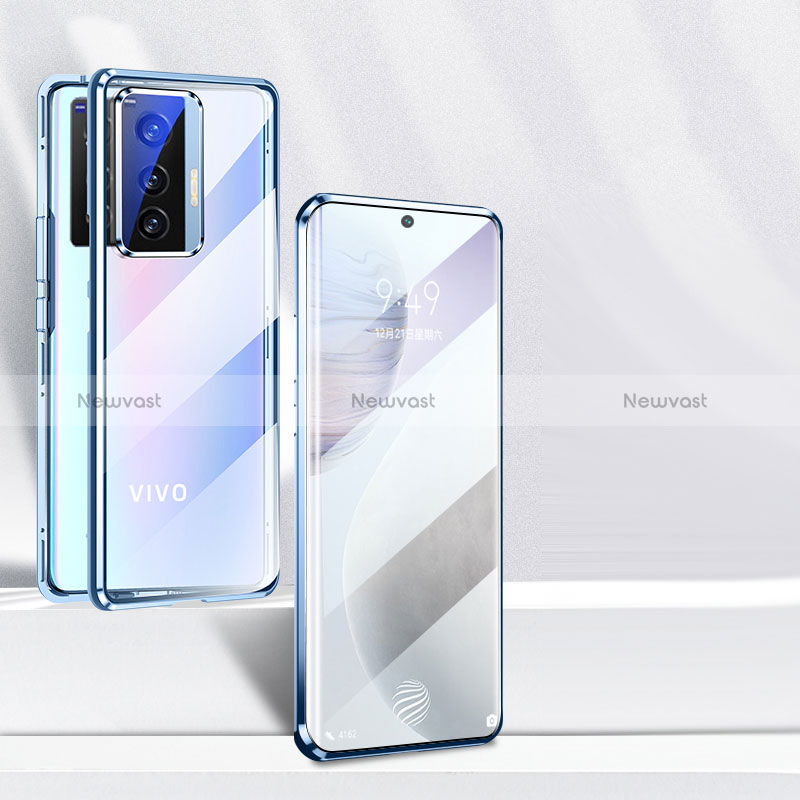 Luxury Aluminum Metal Frame Mirror Cover Case 360 Degrees P03 for Vivo X70 5G