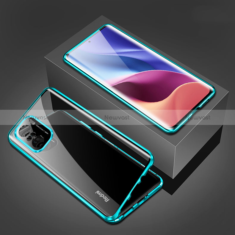 Luxury Aluminum Metal Frame Mirror Cover Case 360 Degrees P03 for Xiaomi Redmi K40 5G