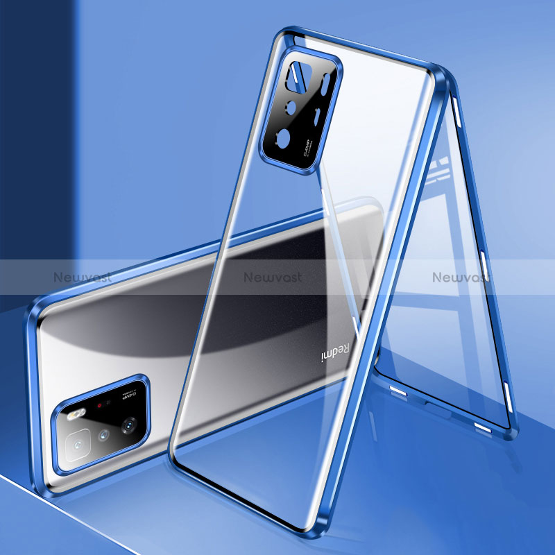 Luxury Aluminum Metal Frame Mirror Cover Case 360 Degrees P03 for Xiaomi Redmi Note 10 Pro 5G