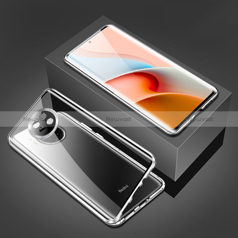 Luxury Aluminum Metal Frame Mirror Cover Case 360 Degrees P03 for Xiaomi Redmi Note 9 5G