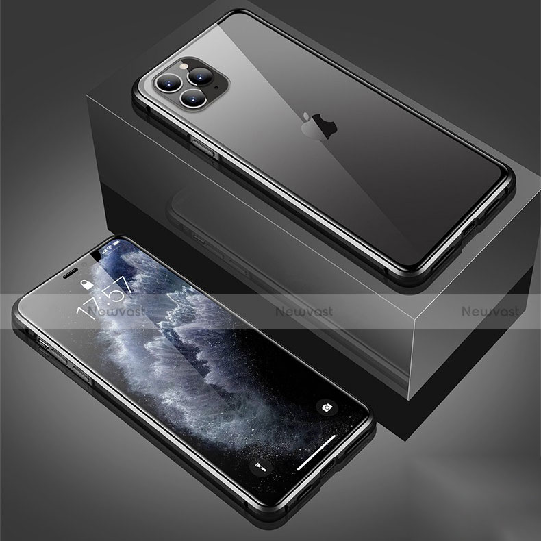 Luxury Aluminum Metal Frame Mirror Cover Case 360 Degrees T01 for Apple iPhone 11 Pro Black