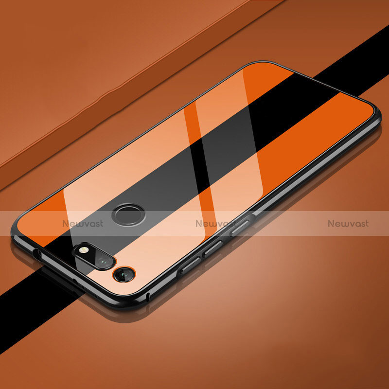 Luxury Aluminum Metal Frame Mirror Cover Case 360 Degrees T01 for Huawei Honor V20 Orange