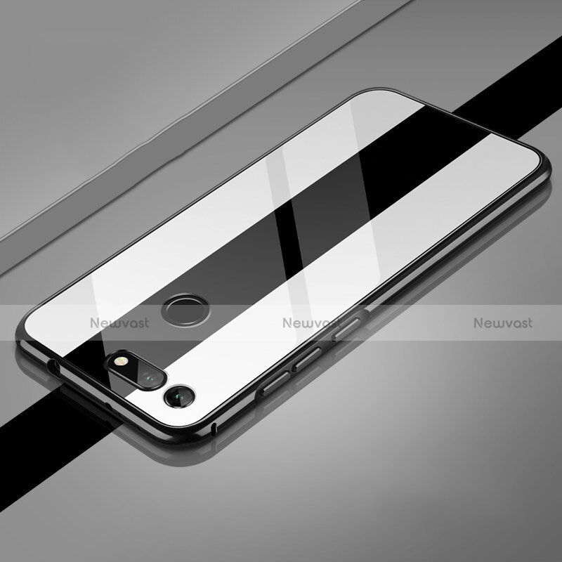 Luxury Aluminum Metal Frame Mirror Cover Case 360 Degrees T01 for Huawei Honor V20 White