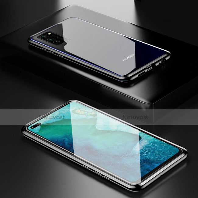 Luxury Aluminum Metal Frame Mirror Cover Case 360 Degrees T01 for Huawei Honor V30 Pro 5G Black