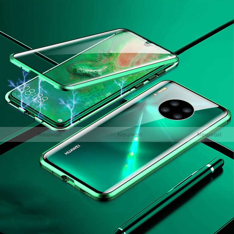 Luxury Aluminum Metal Frame Mirror Cover Case 360 Degrees T01 for Huawei Mate 30 Pro 5G Green