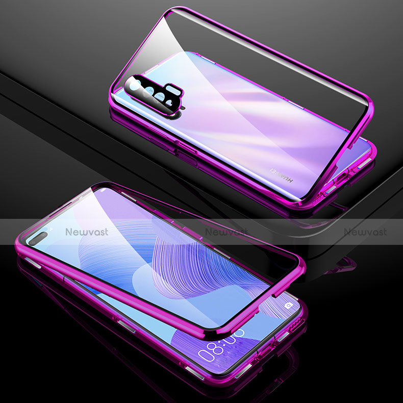 Luxury Aluminum Metal Frame Mirror Cover Case 360 Degrees T01 for Huawei Nova 6 5G Purple