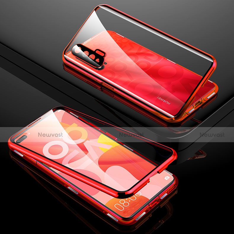 Luxury Aluminum Metal Frame Mirror Cover Case 360 Degrees T01 for Huawei Nova 6 5G Red