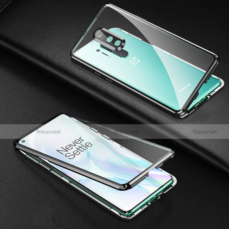 Luxury Aluminum Metal Frame Mirror Cover Case 360 Degrees T01 for OnePlus 8 Pro Black