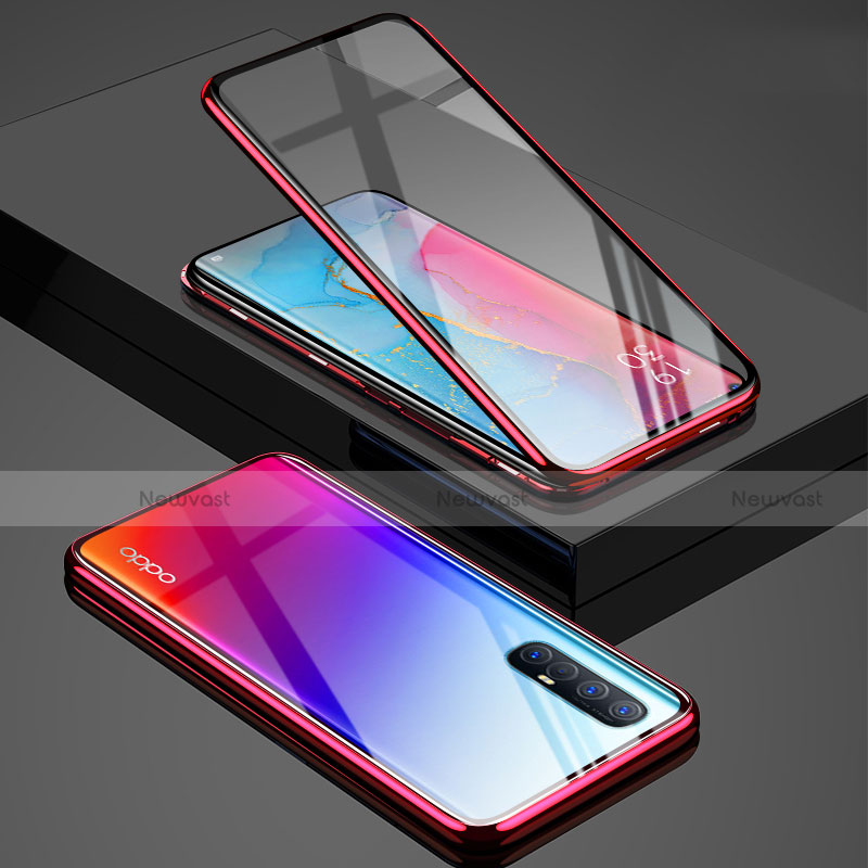 Luxury Aluminum Metal Frame Mirror Cover Case 360 Degrees T01 for Oppo Reno3 Pro