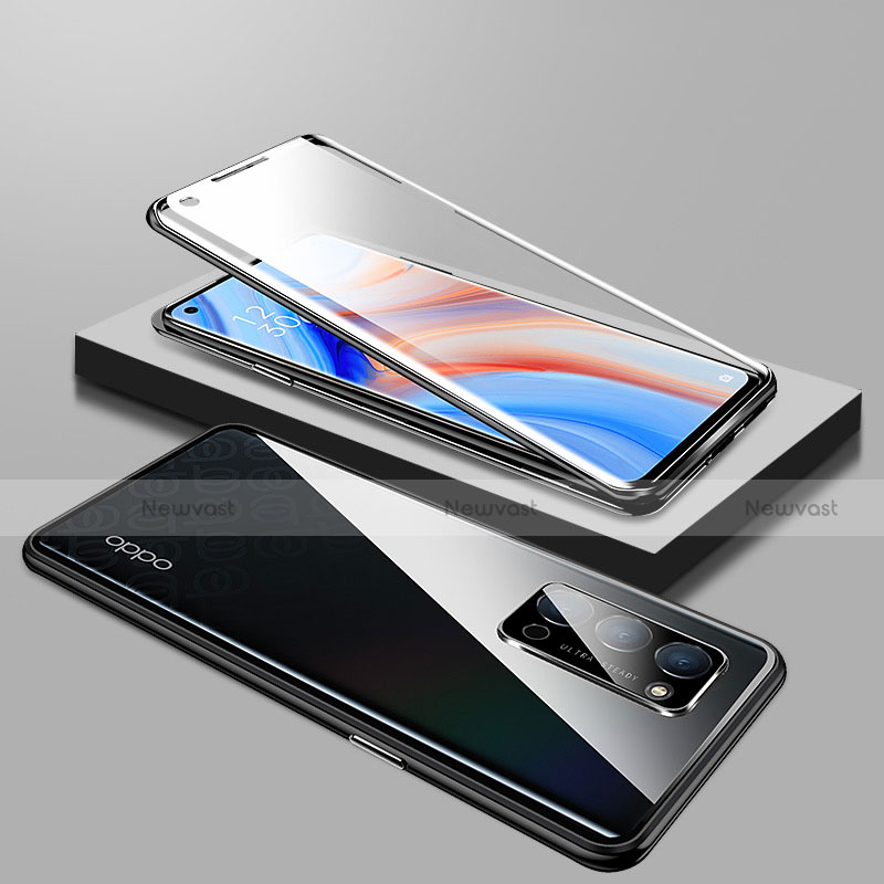 Luxury Aluminum Metal Frame Mirror Cover Case 360 Degrees T01 for Oppo Reno4 5G