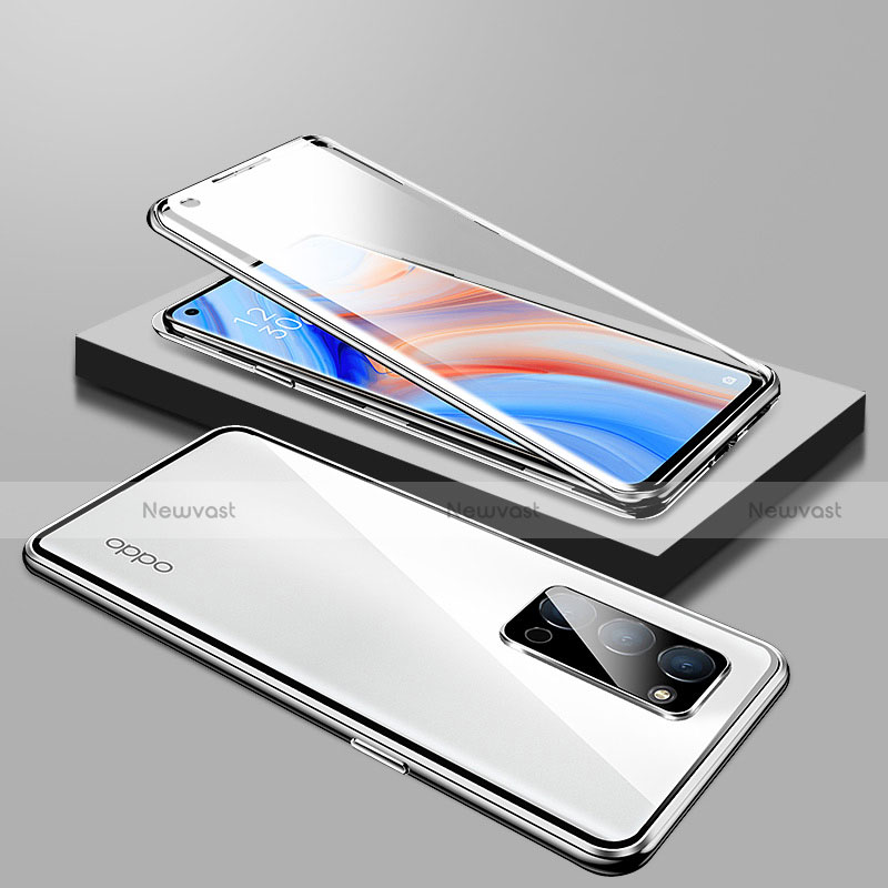 Luxury Aluminum Metal Frame Mirror Cover Case 360 Degrees T01 for Oppo Reno4 5G