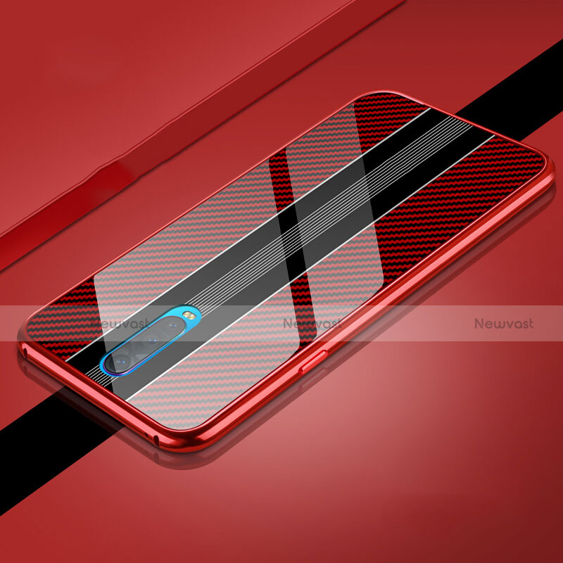 Luxury Aluminum Metal Frame Mirror Cover Case 360 Degrees T01 for Oppo RX17 Pro Red