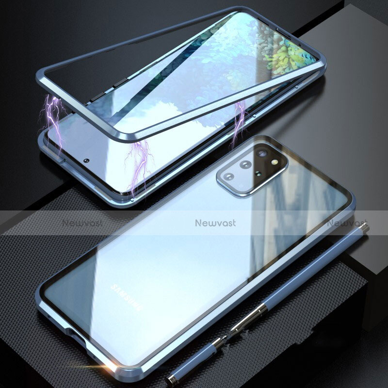 Luxury Aluminum Metal Frame Mirror Cover Case 360 Degrees T01 for Samsung Galaxy S20 Plus 5G Blue