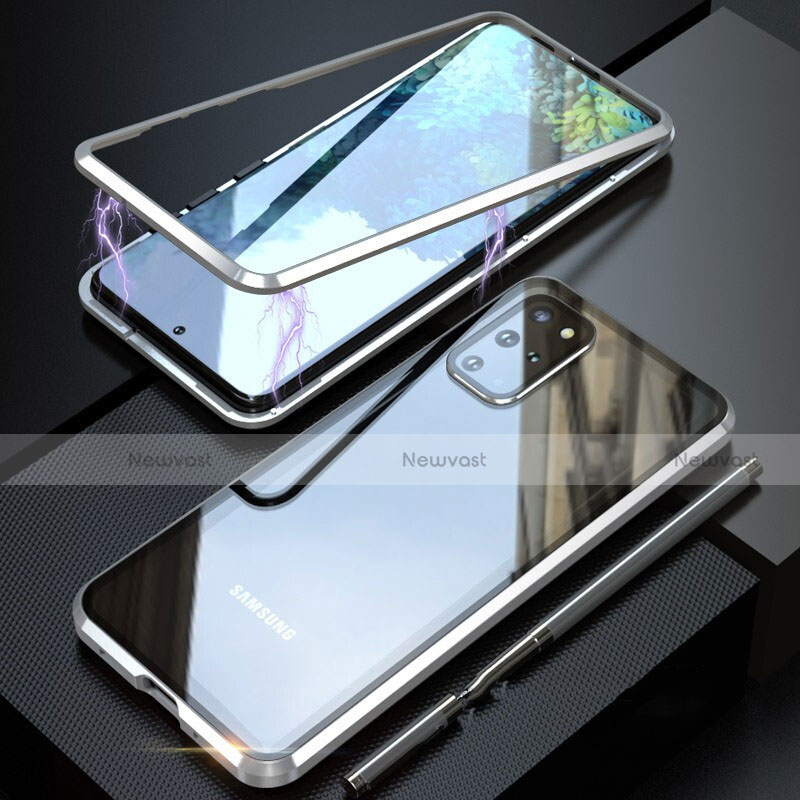 Luxury Aluminum Metal Frame Mirror Cover Case 360 Degrees T01 for Samsung Galaxy S20 Plus 5G Silver