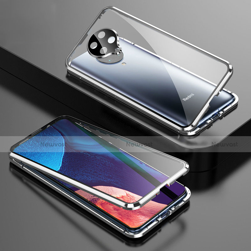 Luxury Aluminum Metal Frame Mirror Cover Case 360 Degrees T01 for Xiaomi Poco F2 Pro Silver