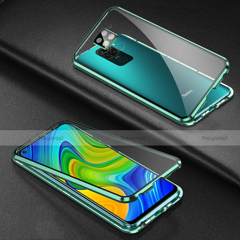 Luxury Aluminum Metal Frame Mirror Cover Case 360 Degrees T01 for Xiaomi Redmi 10X 4G Green