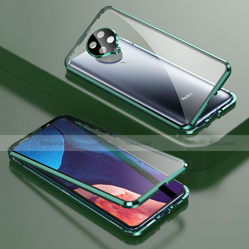 Luxury Aluminum Metal Frame Mirror Cover Case 360 Degrees T01 for Xiaomi Redmi K30 Pro Zoom Green