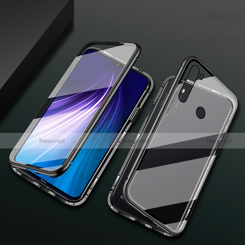 Luxury Aluminum Metal Frame Mirror Cover Case 360 Degrees T01 for Xiaomi Redmi Note 8T Black