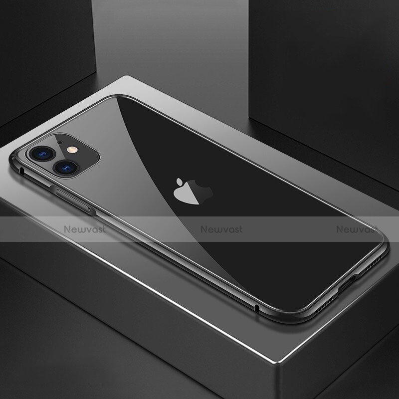 Luxury Aluminum Metal Frame Mirror Cover Case 360 Degrees T02 for Apple iPhone 11 Black