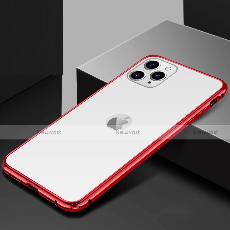 Luxury Aluminum Metal Frame Mirror Cover Case 360 Degrees T02 for Apple iPhone 11 Pro Max Red