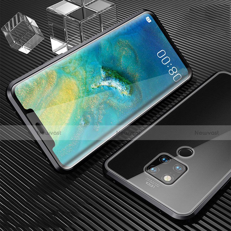 Luxury Aluminum Metal Frame Mirror Cover Case 360 Degrees T02 for Huawei Mate 20 X 5G Black