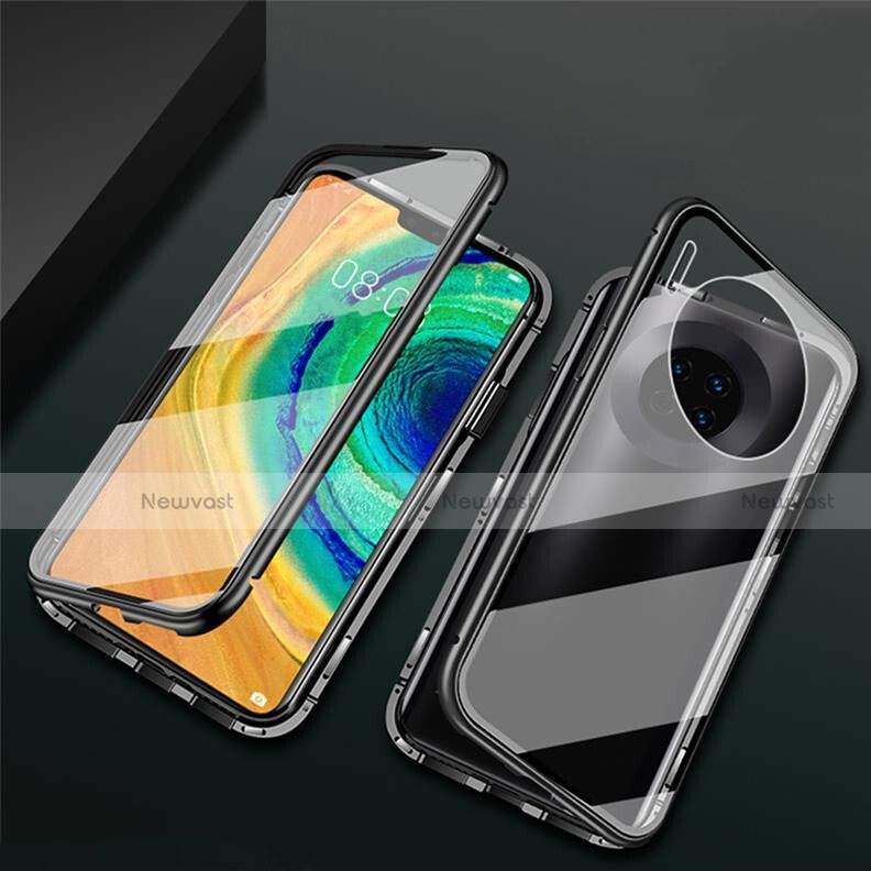 Luxury Aluminum Metal Frame Mirror Cover Case 360 Degrees T02 for Huawei Mate 30 5G Black