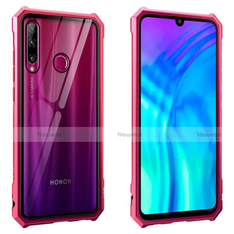 Luxury Aluminum Metal Frame Mirror Cover Case 360 Degrees T02 for Huawei P Smart+ Plus (2019) Red