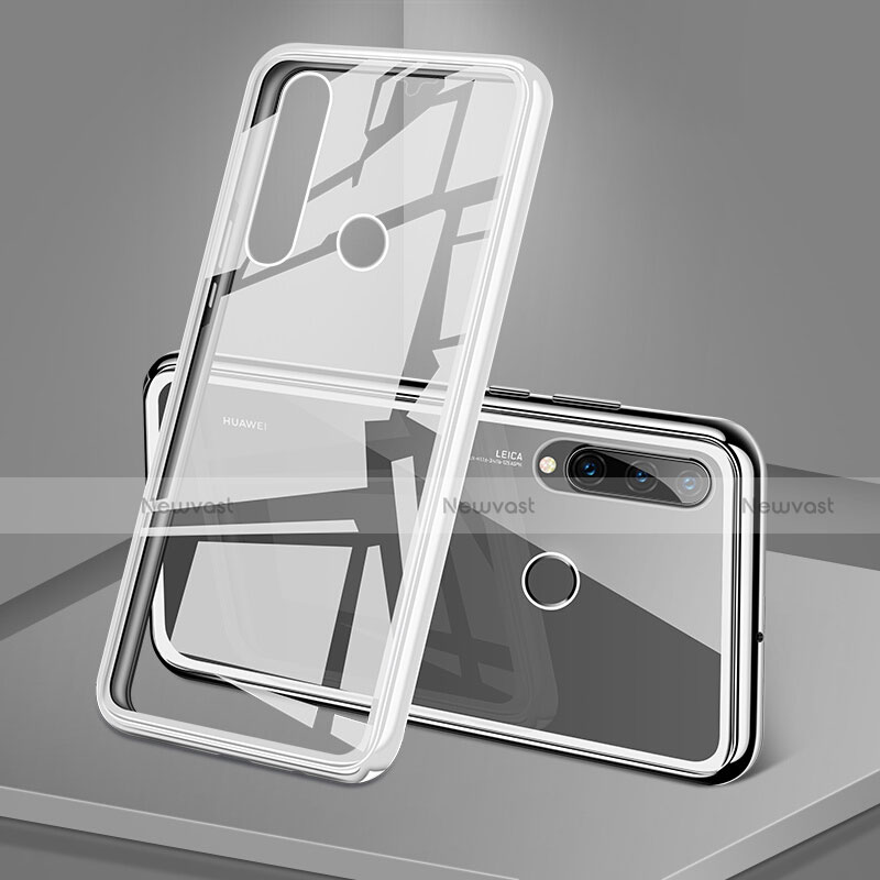 Luxury Aluminum Metal Frame Mirror Cover Case 360 Degrees T02 for Huawei P30 Lite White