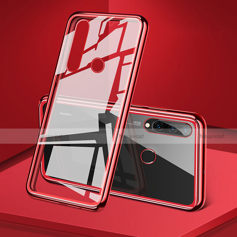 Luxury Aluminum Metal Frame Mirror Cover Case 360 Degrees T02 for Huawei P30 Lite XL Red