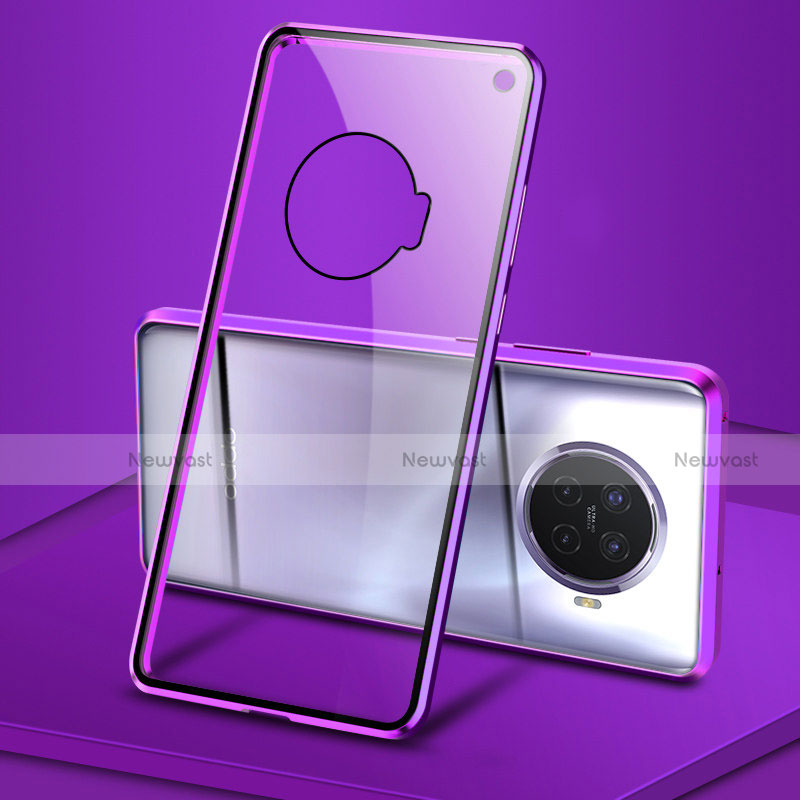 Luxury Aluminum Metal Frame Mirror Cover Case 360 Degrees T02 for Oppo Ace2 Purple