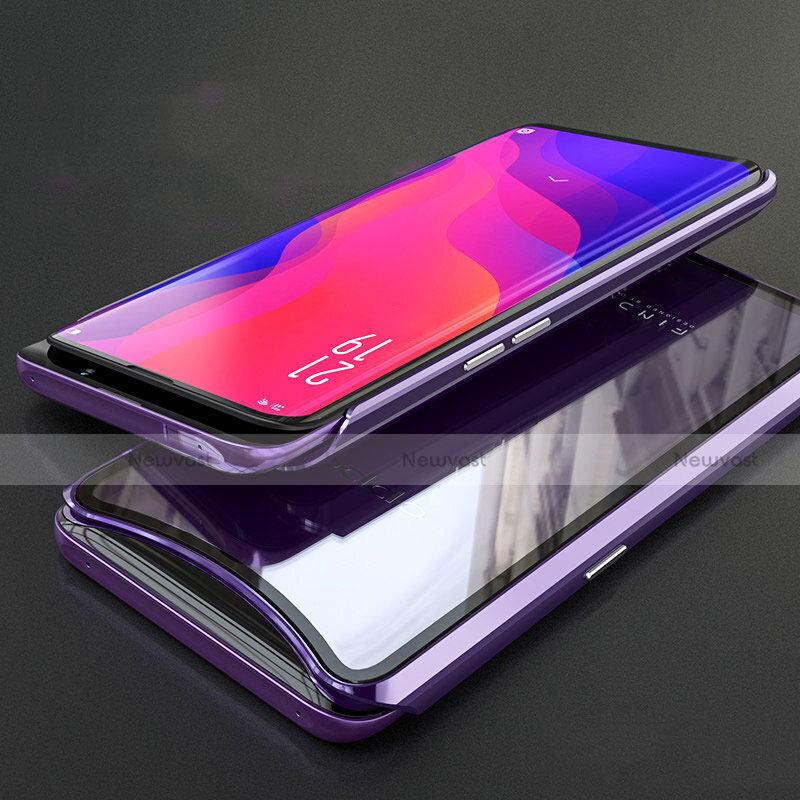 Luxury Aluminum Metal Frame Mirror Cover Case 360 Degrees T02 for Oppo Find X