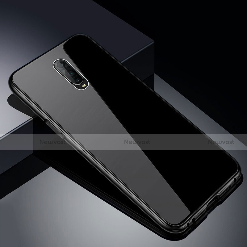 Luxury Aluminum Metal Frame Mirror Cover Case 360 Degrees T02 for Oppo R17 Pro Black