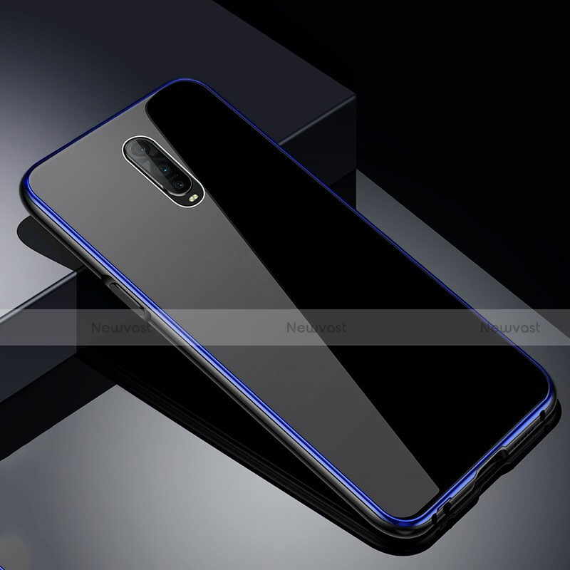 Luxury Aluminum Metal Frame Mirror Cover Case 360 Degrees T02 for Oppo R17 Pro Blue