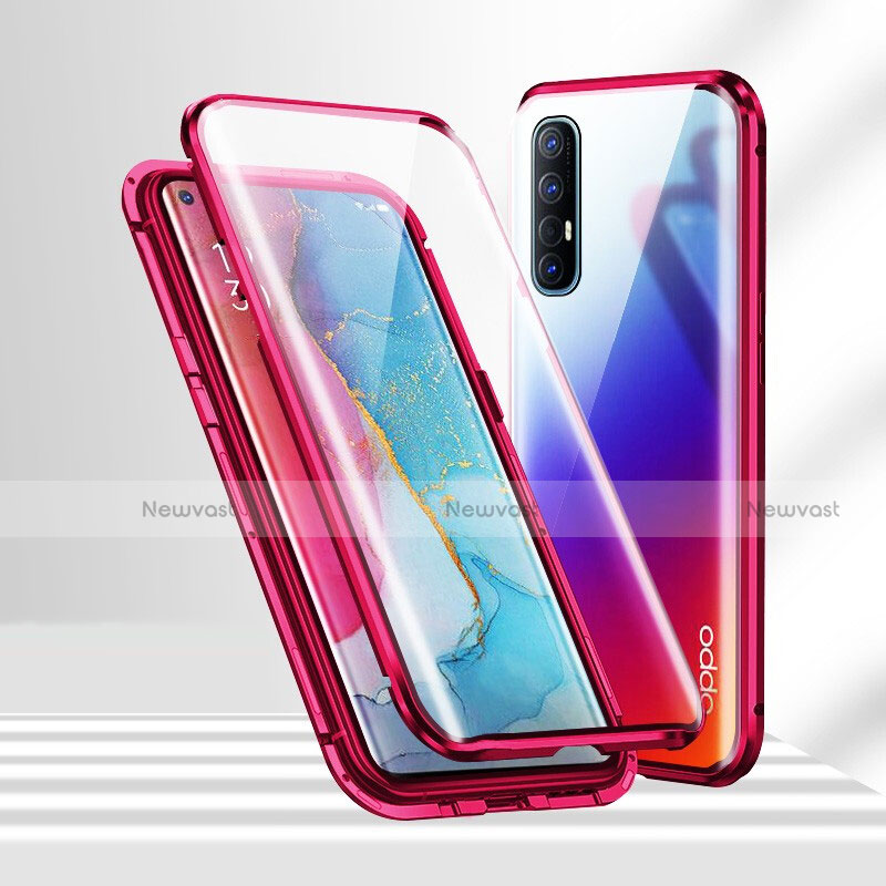 Luxury Aluminum Metal Frame Mirror Cover Case 360 Degrees T02 for Oppo Reno3 Pro