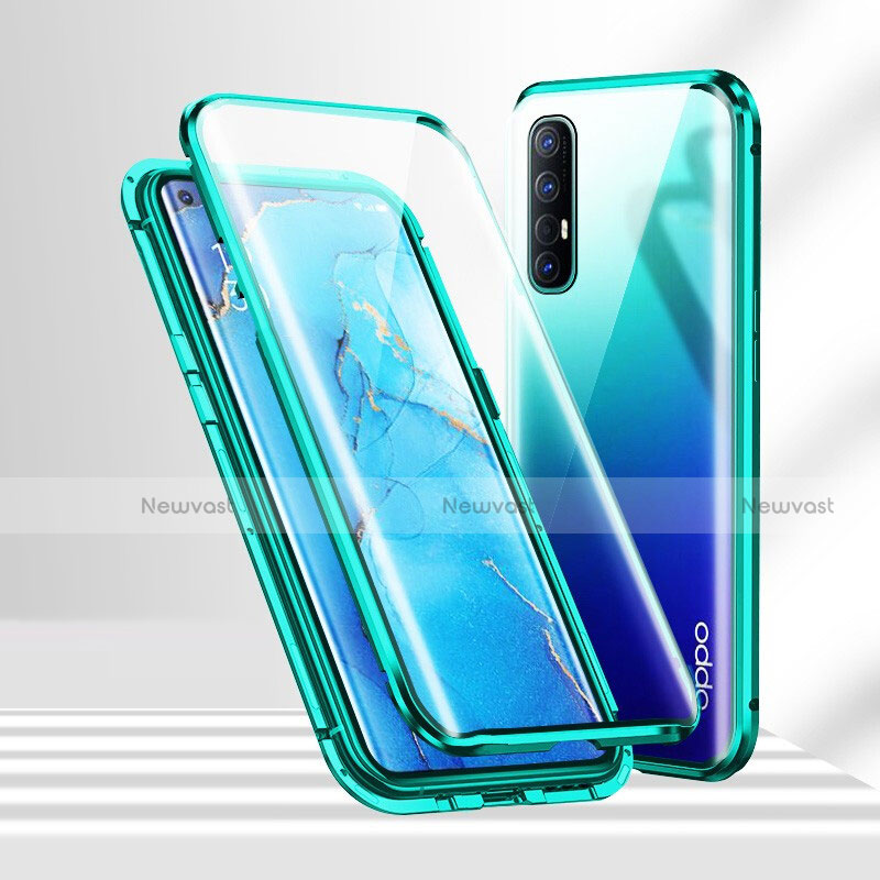 Luxury Aluminum Metal Frame Mirror Cover Case 360 Degrees T02 for Oppo Reno3 Pro