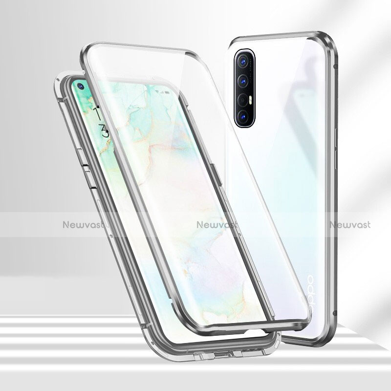 Luxury Aluminum Metal Frame Mirror Cover Case 360 Degrees T02 for Oppo Reno3 Pro