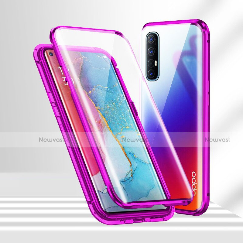 Luxury Aluminum Metal Frame Mirror Cover Case 360 Degrees T02 for Oppo Reno3 Pro