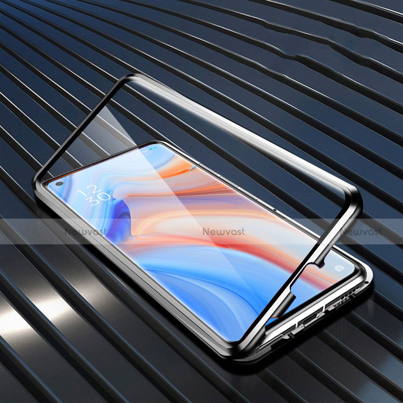 Luxury Aluminum Metal Frame Mirror Cover Case 360 Degrees T02 for Oppo Reno4 Pro 5G