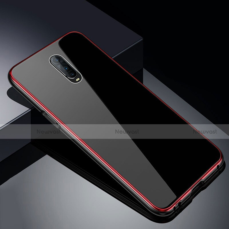 Luxury Aluminum Metal Frame Mirror Cover Case 360 Degrees T02 for Oppo RX17 Pro Red