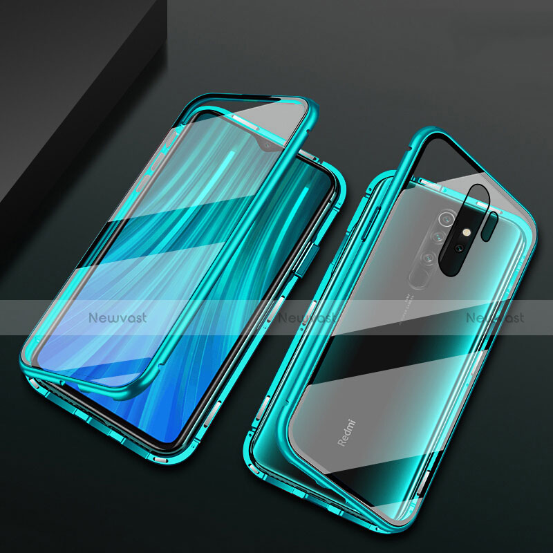 Luxury Aluminum Metal Frame Mirror Cover Case 360 Degrees T02 for Xiaomi Redmi Note 8 Pro Green