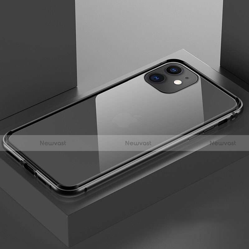 Luxury Aluminum Metal Frame Mirror Cover Case 360 Degrees T03 for Apple iPhone 11 Black