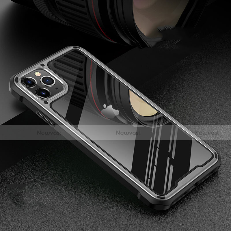 Luxury Aluminum Metal Frame Mirror Cover Case 360 Degrees T03 for Apple iPhone 11 Pro Silver